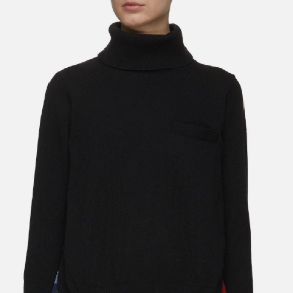 Sacai Pleated Panel Wool Knit Sweater - Picture 1 of 5
